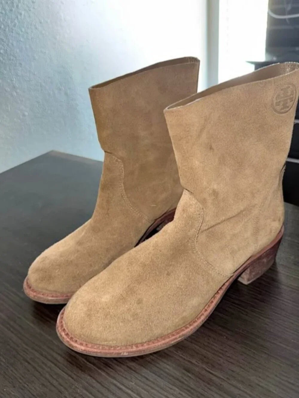 Tory Burch Suede Ankle Boots in Light Brown